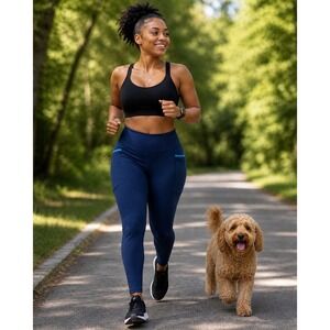 LegEnd Active Navy Blue High Waisted‎ Athletic Leggings with Pockets Size M